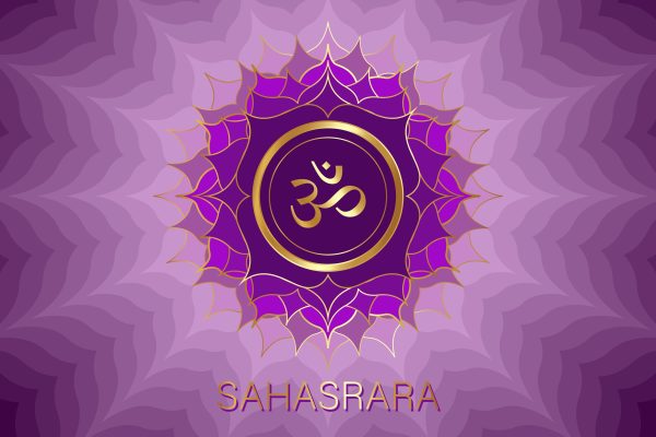 Crown chakra symbol on violet background